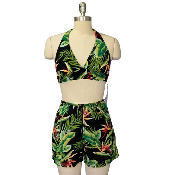 Vintage 90s Catalina Bikini Two Piece Swimsuit Size S NWT Tropical Hawaiian - Picture 2 of 11